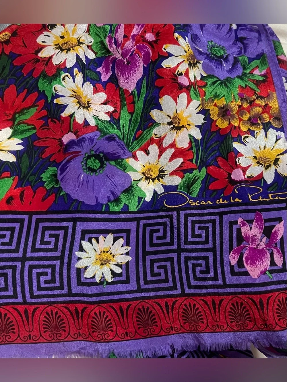 Vintage Oscar de la Renta Floral Silk Scarf